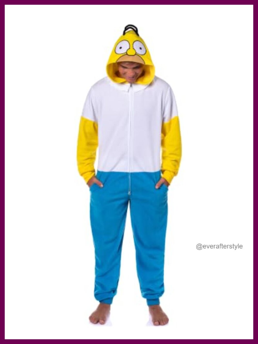Simpsons Homer Costume Hooded Union Suit One-Piece Fleece Pajama Sleeper